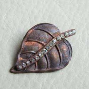 画像2: brass leaf stone setting charm