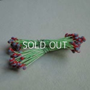 画像1: 4pcs red / grey double stamens