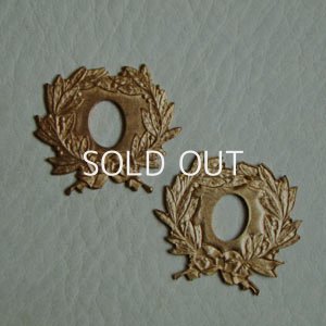 画像1: brass Leaf & Bow wreath stamping