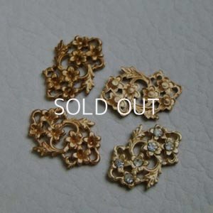 画像1: brass floral setting connector