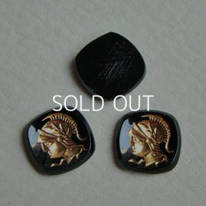 画像1: 15mm Black/ Gold Warrior cabochon