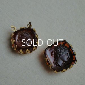 画像2: 14mm RD/SQ brown glass cameo