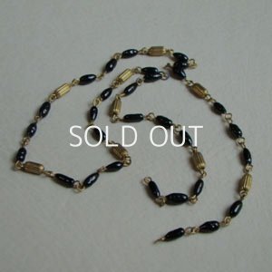 画像1: black glass & brass beads link section