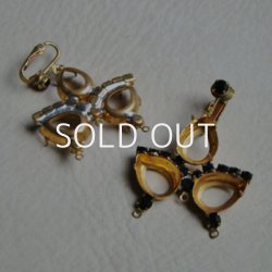 画像1: brass & Jet rhinestone unfinish earring base