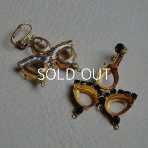 画像1: brass & Jet rhinestone unfinish earring base