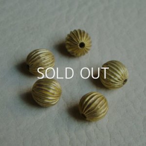 画像1: brass 8mm corrugate beads