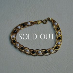 画像1: 18cm brass & beads chain bracelet