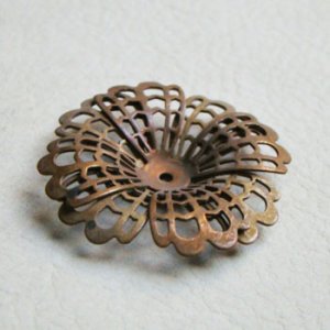 画像2: aged brass 4-petal filigree flower