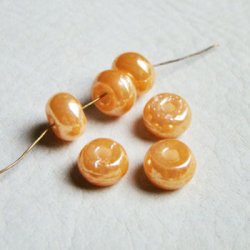 画像1: 2pcs 9×5 rondelle beads "Apricot Luster"
