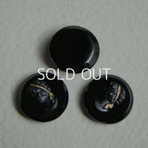 画像1: 18mm Black gold ribbon cameo