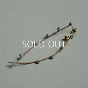 画像1: brass / crystal curve pierce finding