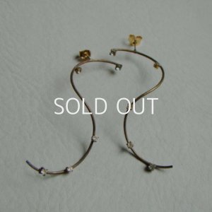 画像1: brass / crystal "S" curve pierce finding