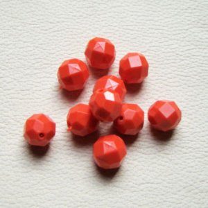画像1: 10pcs plastic 8mm faceted "Coral"