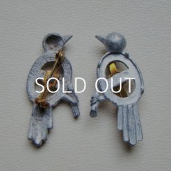 画像1: cast metal 18×13 OV "Bird" brooch finding