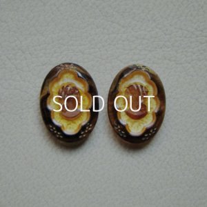 画像1: 1pair 18×13 "Tortoise/ Gold/ Brown" cameo