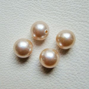 画像1: 2pcs 10mm cream 1/2 drilled glass pearl
