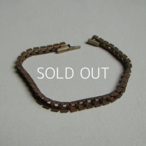 画像1: brass rhinestone blank  textured bracelet