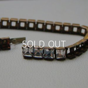 画像2: brass rhinestone blank  textured bracelet