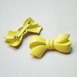 画像1: BOW Yellow enameled metal Pin