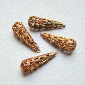 画像1: brass long filigree drop charm