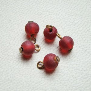 画像1: 4pcs 6~7mm "frosted red" drop