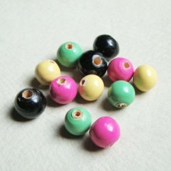画像1: 5pcs 10~11mm M.Haskell wood beads