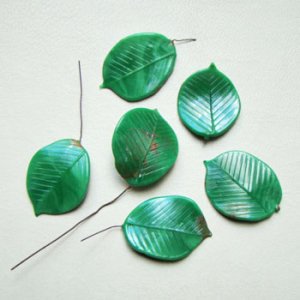 画像1: Antique wired veined leaf "E"    