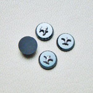 画像2: "Hematite / Silver" Fleur De Lis Cabochon