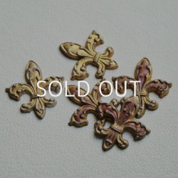 画像2: "Bordeaux / Gold " Fleur De Lis plastic Cabochon