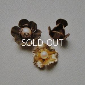 画像2: brass 16mm textured 3-petal finding
