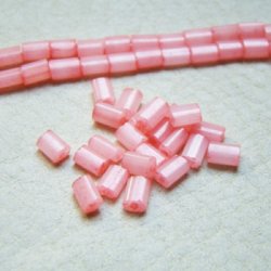 画像1: 20pcs 5×3.5 Pink flat tube beads
