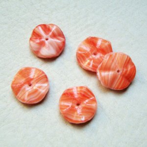 画像1: 14mm Coral flower rondelle