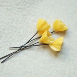 画像2: 9~10mm cup flower pin "Yellow "