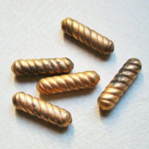 画像1: 28×8 brass spiral long beads