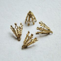 画像1: 2pcs brass filigree bell cap