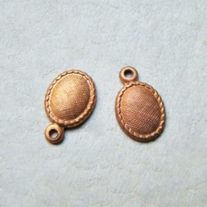 画像2: 2pcs brass textured oval charm