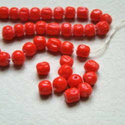 画像1: 6pcs "Coral Red" 5~6mm baroque beads