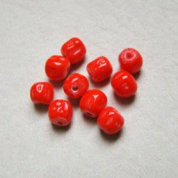 画像2: 6pcs "Coral Red" 5~6mm baroque beads