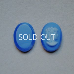 画像1: 18×13 oval  "Blue / Lt.blue" lady cameo