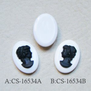 画像2: 18×13 oval  "White / Black" lady cameo