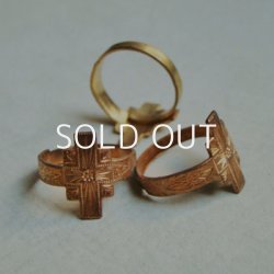 画像1: brass floral cross ring