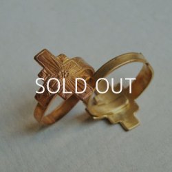 画像2: brass floral cross ring