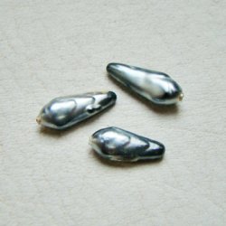 画像1: 3pcs 15×6 1/2 drilled glass pearl "Gray" 