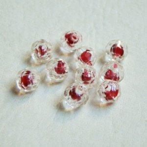 画像1: 10pcs plastic 8mm faceted "Clear/ Burgundy"