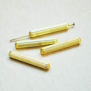 画像1: 2pcs brass 25×4 corrugate tube beads