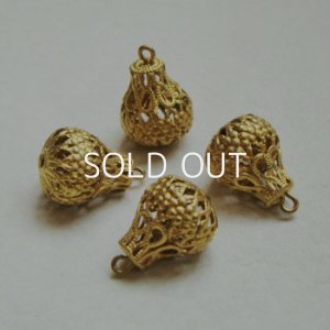画像1: 18×12.5 brass filigree drop charm