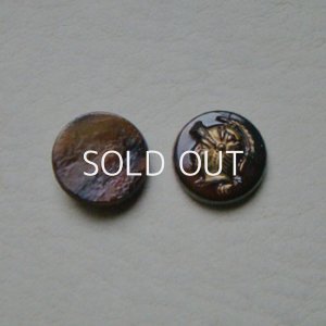 画像1: 13mm Brown/ Gold worrior cabochon