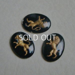 画像2: 18×13 OV Black / Gold Lion intaglio