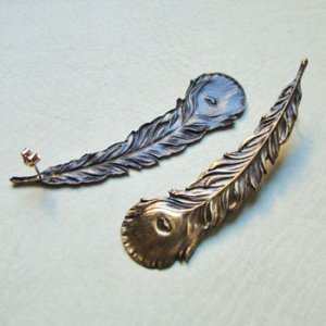 画像1: AB Peacock feather pierce finding