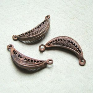 画像1: dark brass Crescent filigree 2R connector